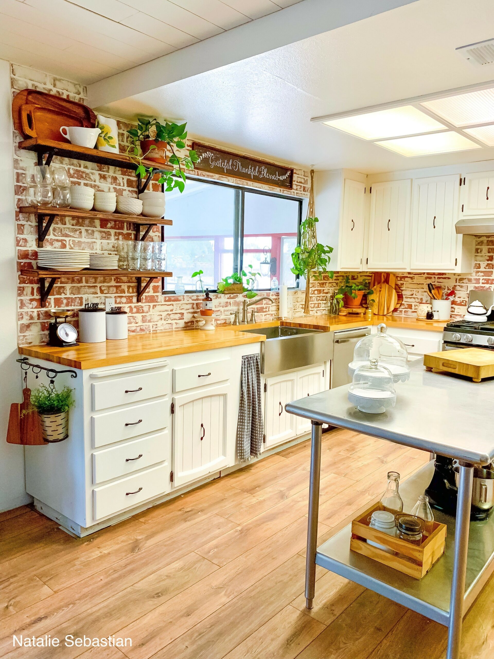 Farmhouse Kitchen Brick Backsplash 1