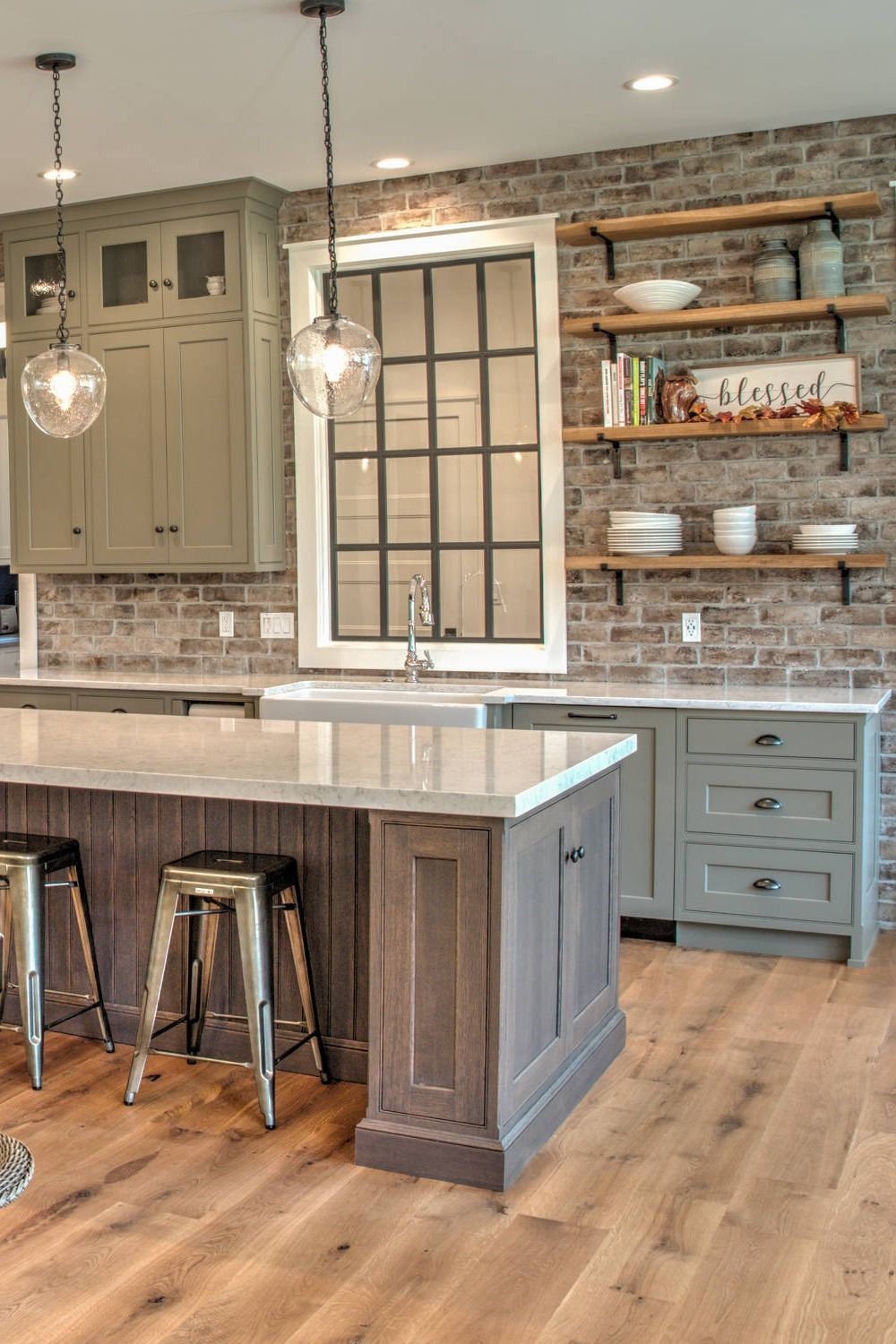 Farmhouse Kitchen Brick Backsplash 11