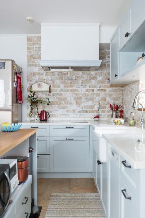 Farmhouse Kitchen Brick Backsplash 17