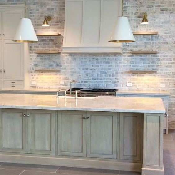 Farmhouse Kitchen Brick Backsplash 23