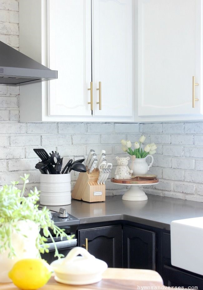 Farmhouse Kitchen Brick Backsplash 24