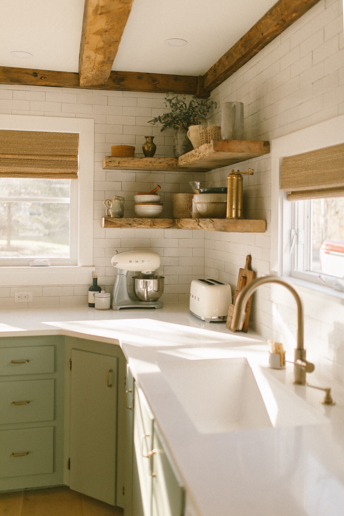 Farmhouse Kitchen Brick Backsplash 26