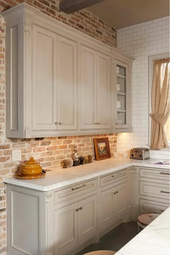 Farmhouse Kitchen Brick Backsplash 27