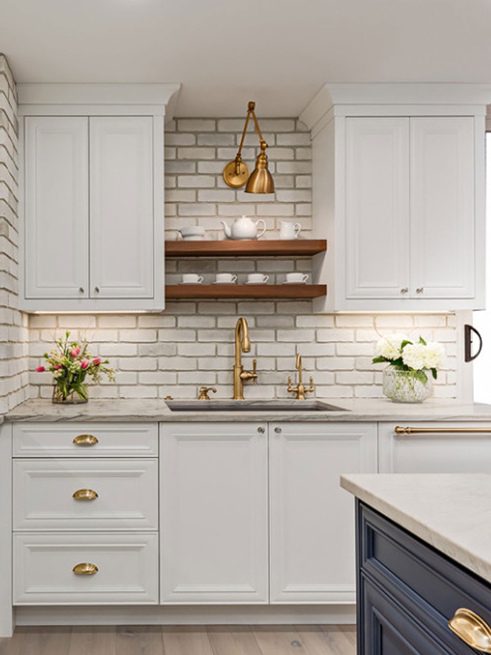 Farmhouse Kitchen Brick Backsplash 28