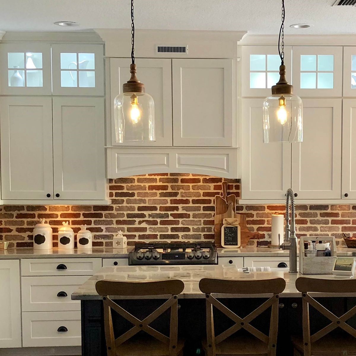 Farmhouse Kitchen Brick Backsplash 31