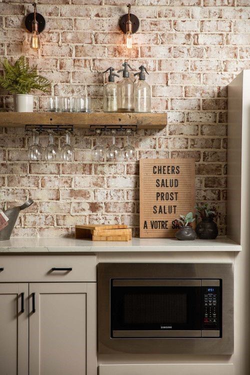 Farmhouse Kitchen Brick Backsplash 32