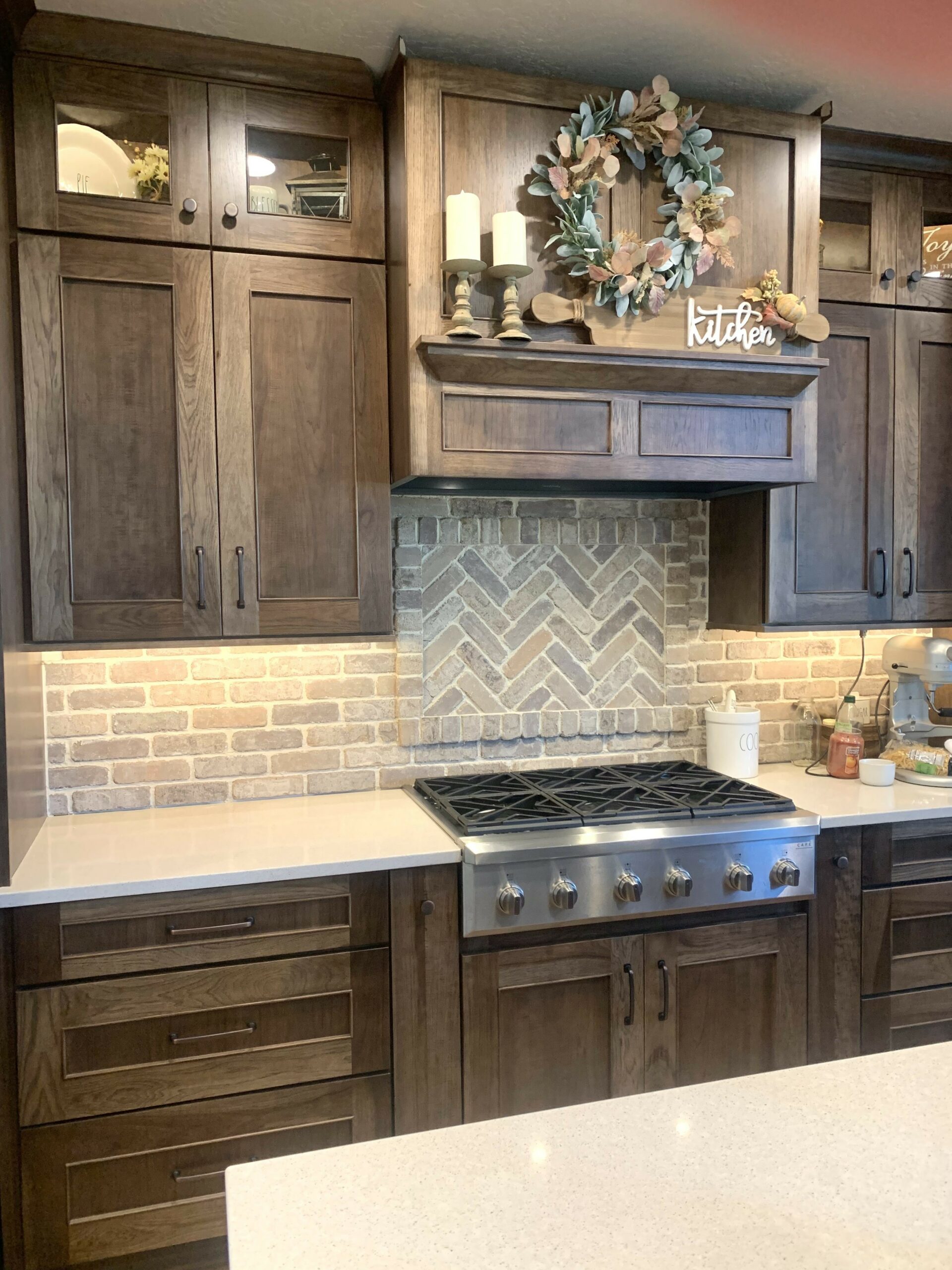 Farmhouse Kitchen Brick Backsplash 34