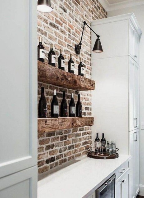 Farmhouse Kitchen Brick Backsplash 36