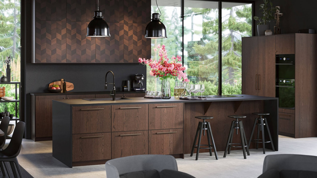 Dark Brown Kitchen Cabinets – SINARP Series - IKEA