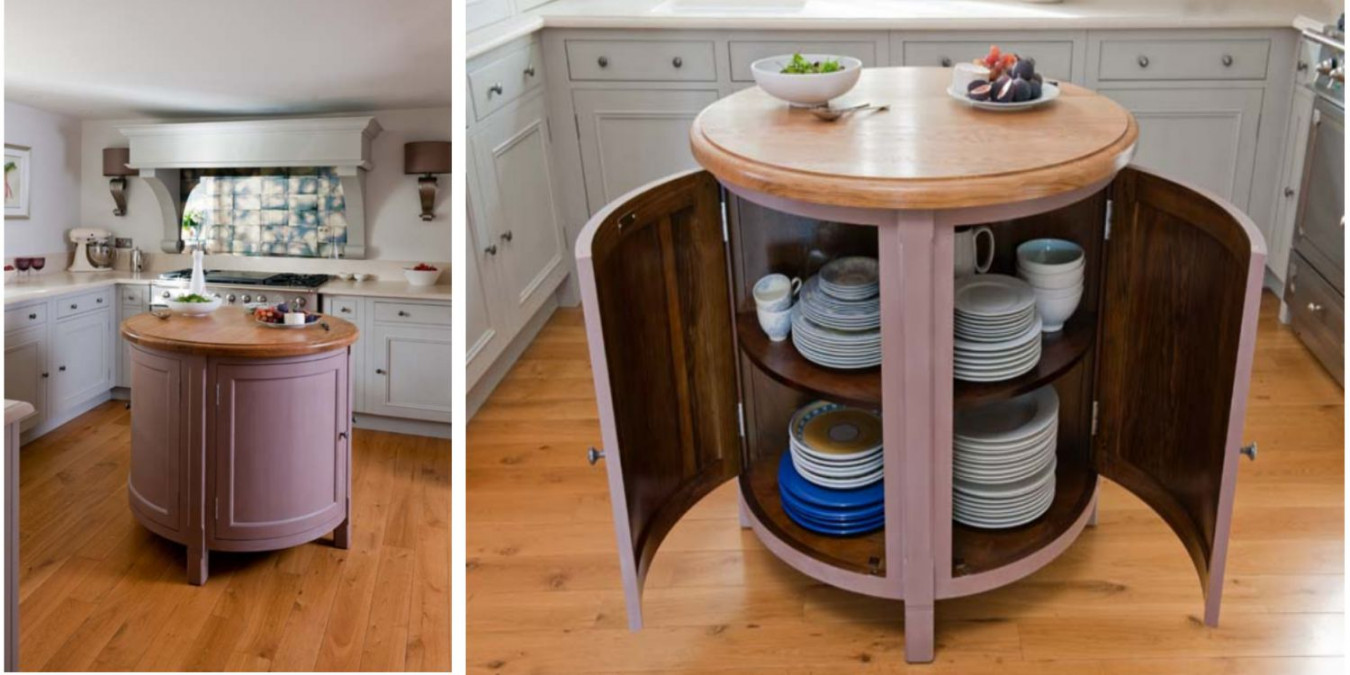 Small, Circular, Movable Kitchen Island/Table