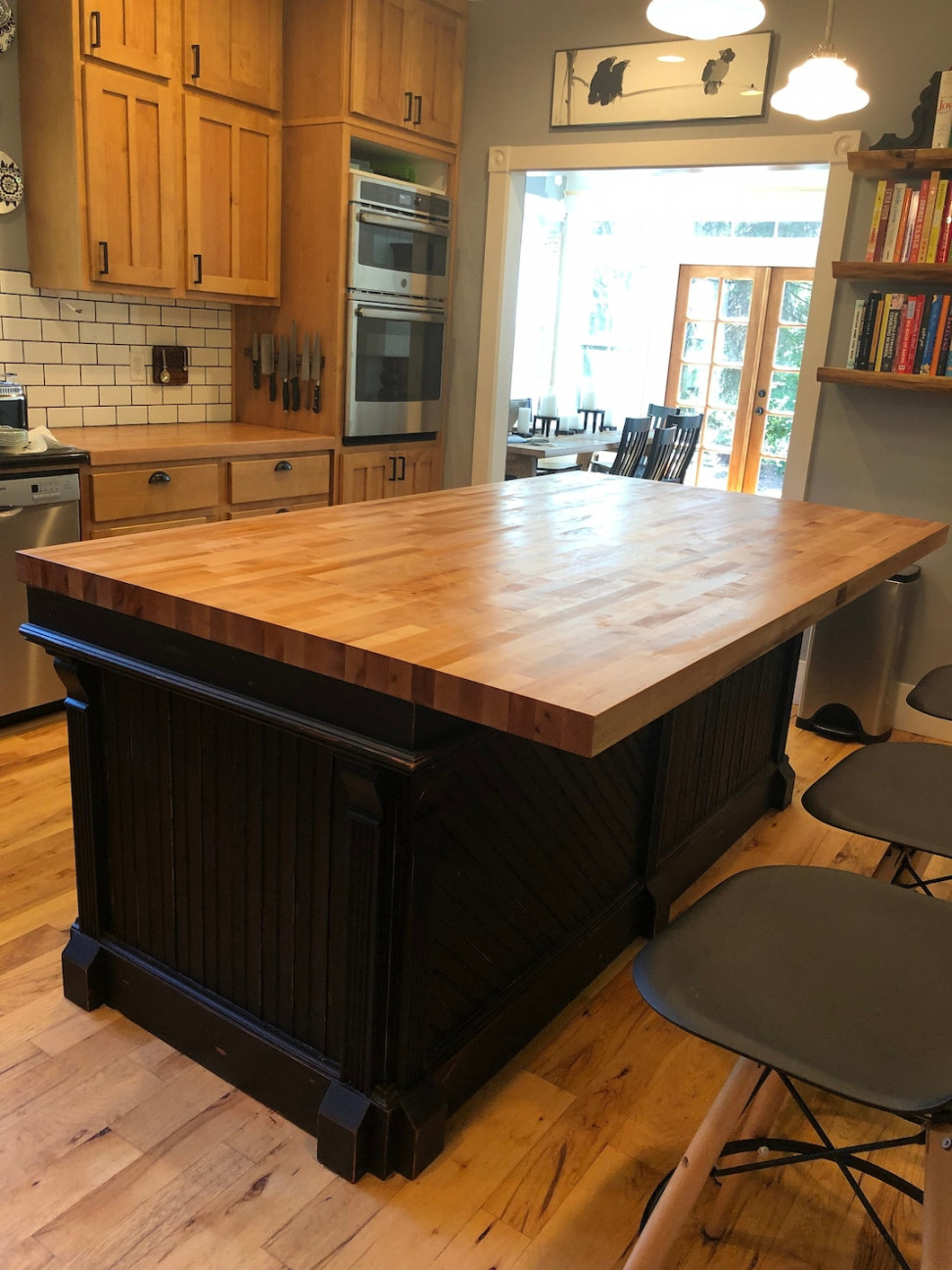 Antique wood Kitchen Island with Butcher block Counter top and - Etsy