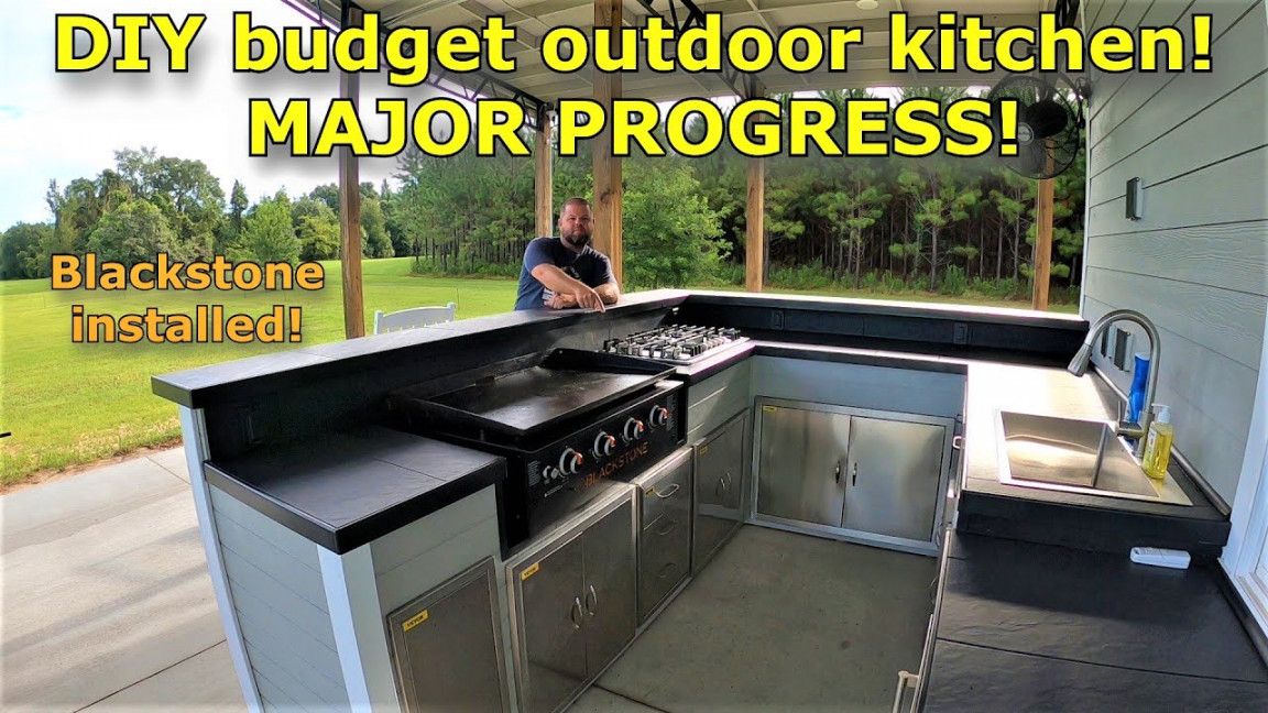 DIY budget outdoor kitchen build part ! Blackstone is installed! #Vevor  #33