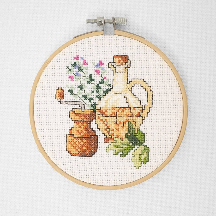 Duftin Counted Cross Stitch Kit with Embroidery Hoop  cm Diameter Kitchen  Vintage DIY Kit for Embroidery Aida Embroidery Set with Embroidery