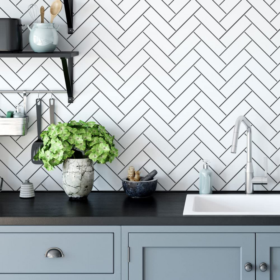 Herringbone Subway Tile Stencil - DIY Subway Tile for Kitchen Backsplash -  Reusable Tile Stencils for Home Makeover - Tile Stencils for Easy Home