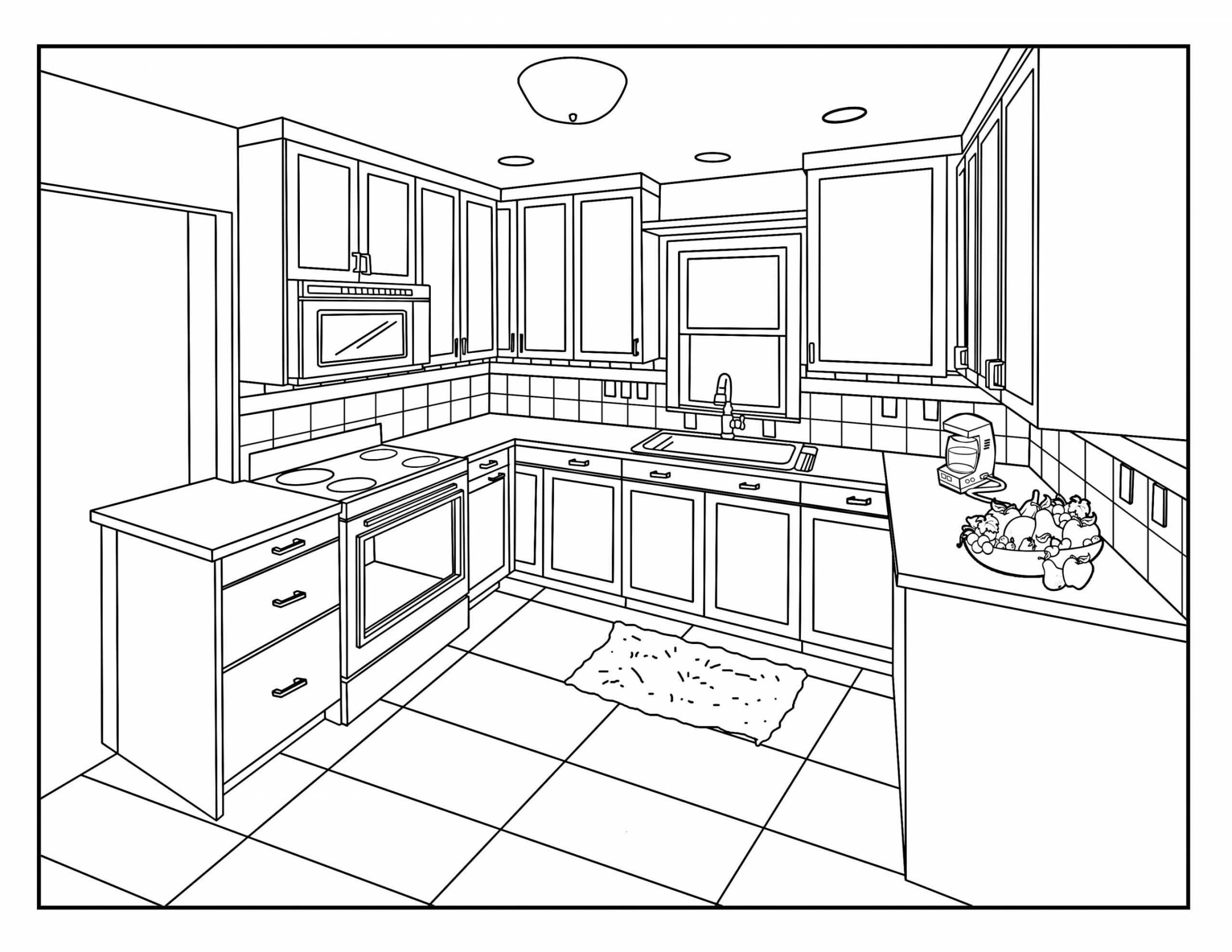 Kitchen (Around the House) , Coloring Pages for Adults,  Printable  Coloring Page, Instant Download PDF