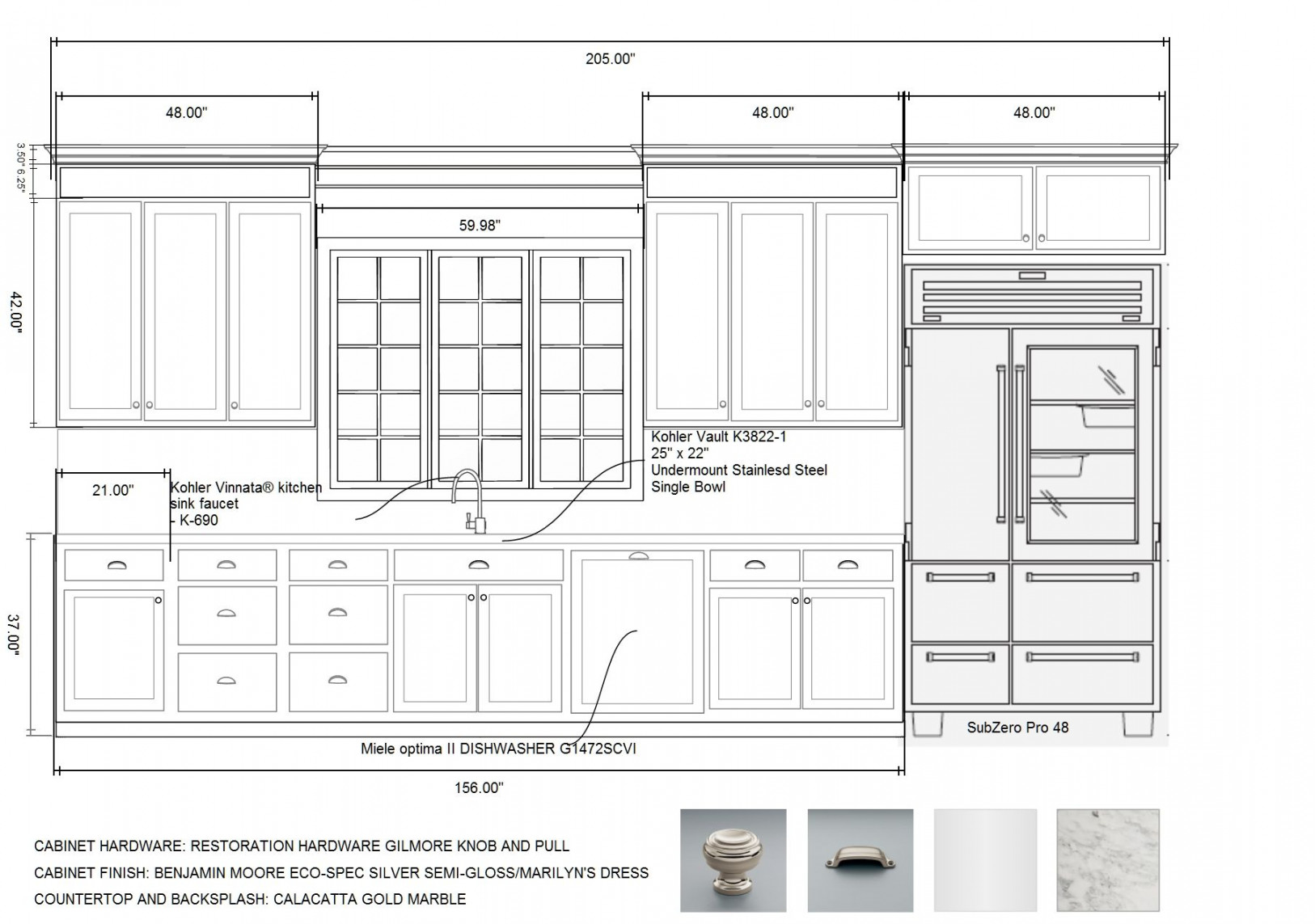 Kitchen Elevation with Specs  Kitchen elevation, Window over sink