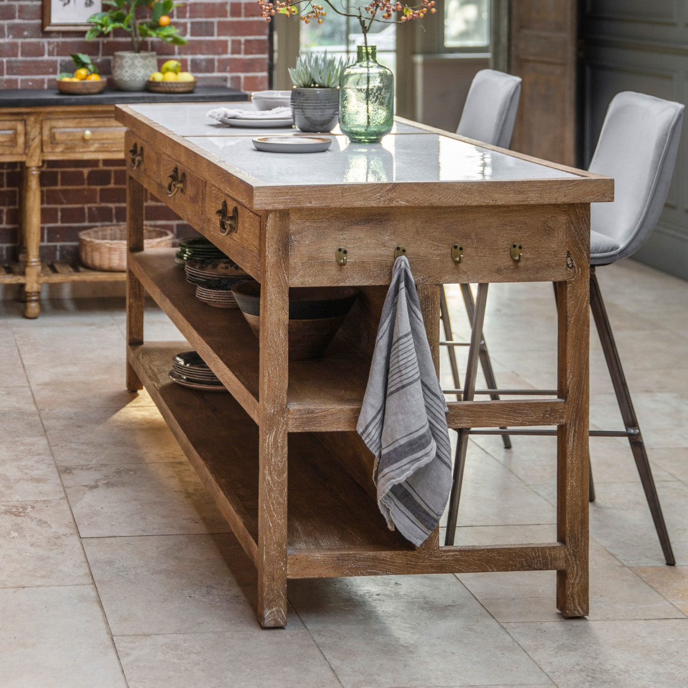 Large Wooden Freestanding Kitchen Island with Storage - Callie