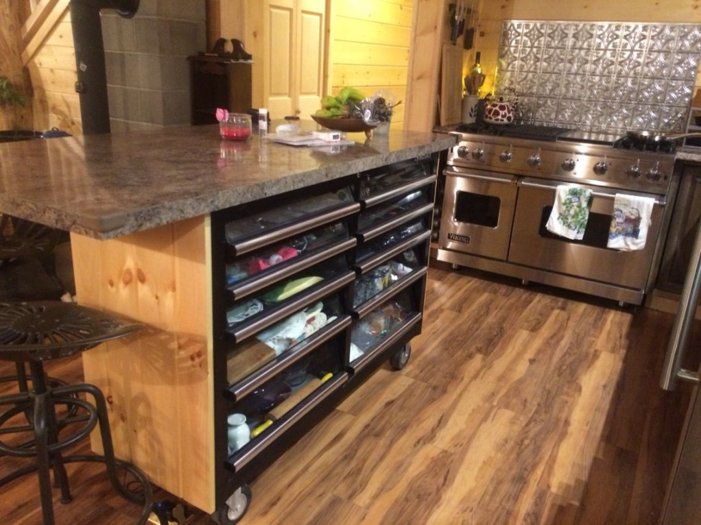 Lowes Toolbox converted into a kitchen island complete with