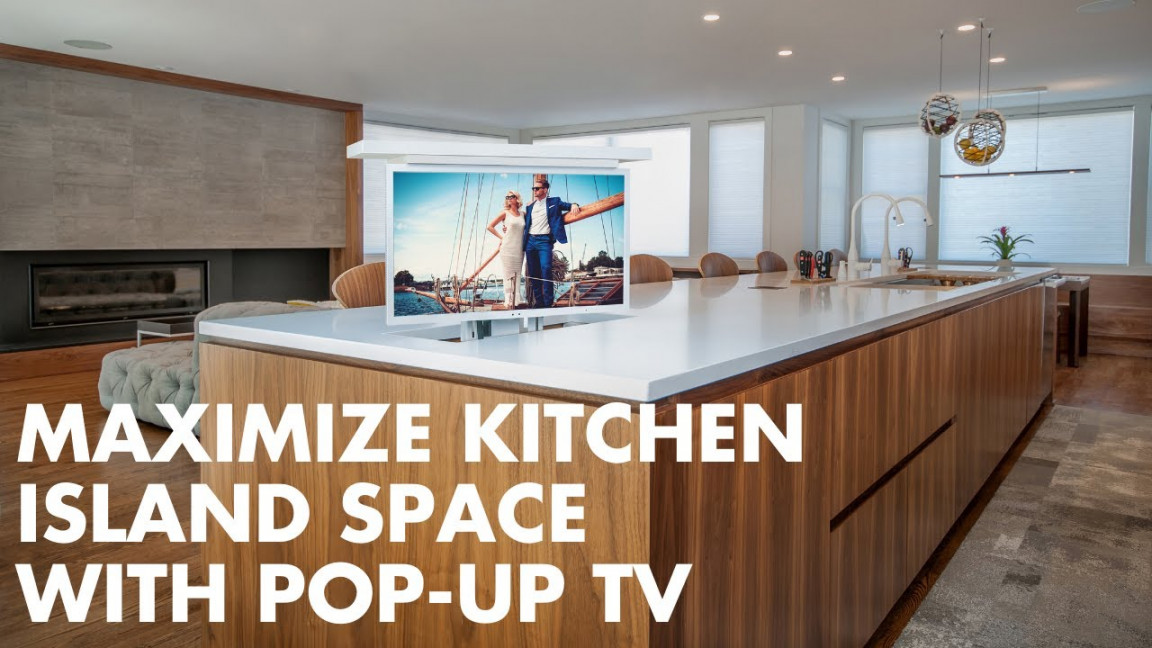 Make Use of Kitchen-Island Space With a Pop-Up TV Lift