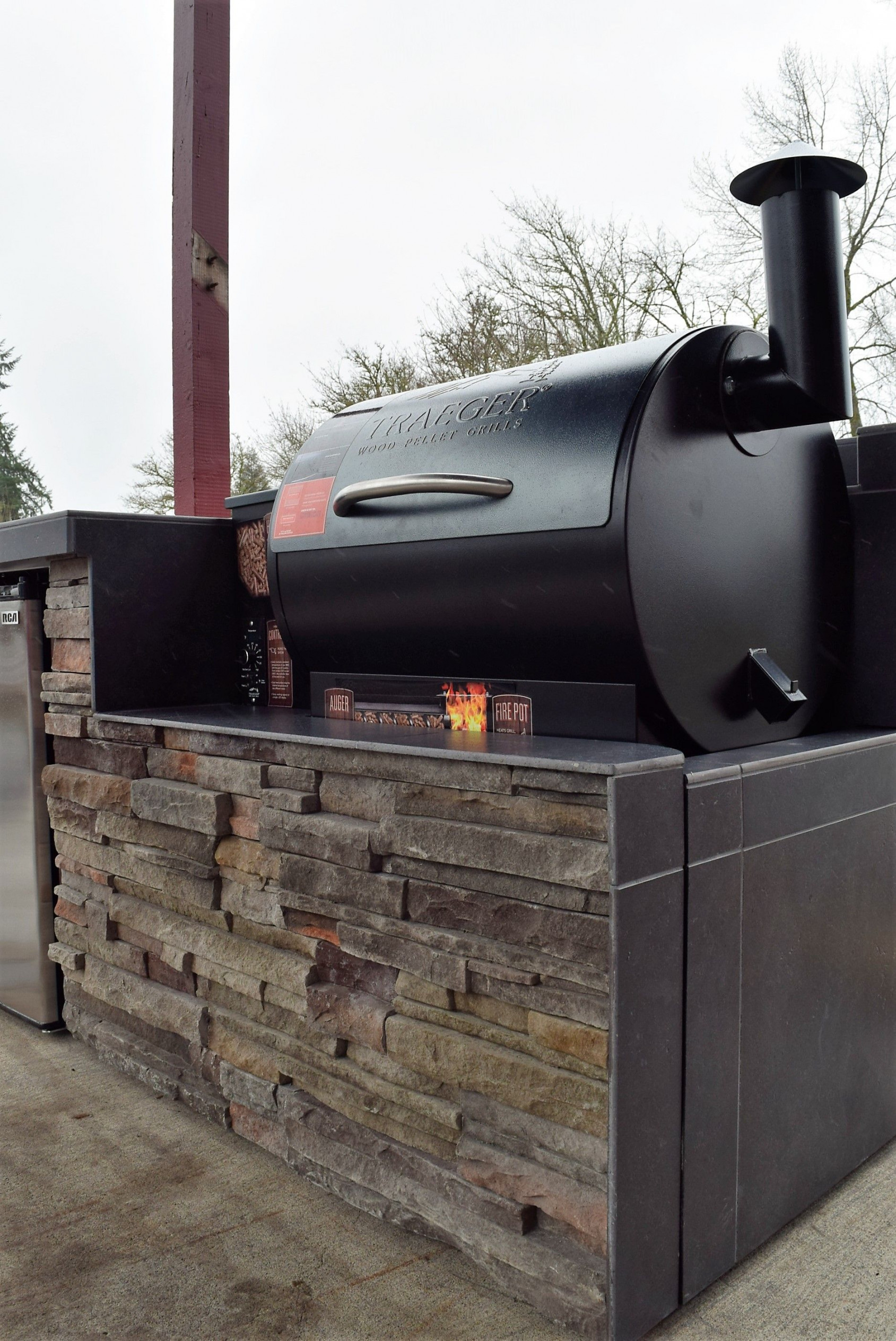 Outdoor Kitchen pellet grilling with a Traeger