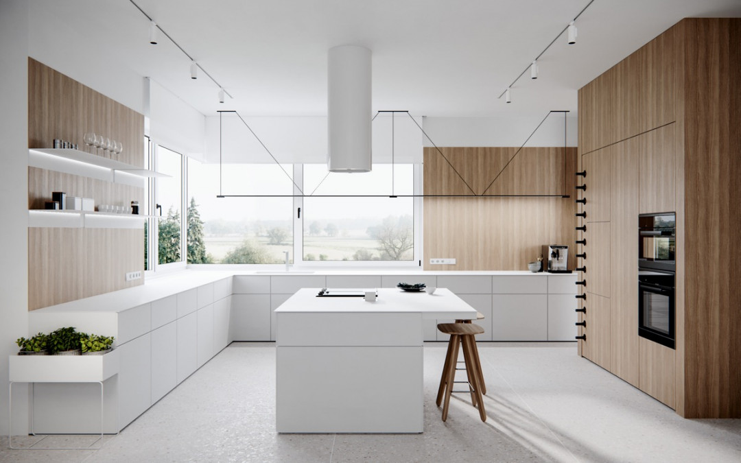 white l shaped kitchen with island  Interior Design Ideas