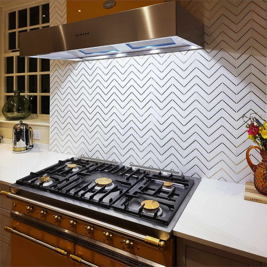 Chevron Marmor Fliesen Backsplash Wand Fliesen Weiße und Goldene Luxus  Dekorativer