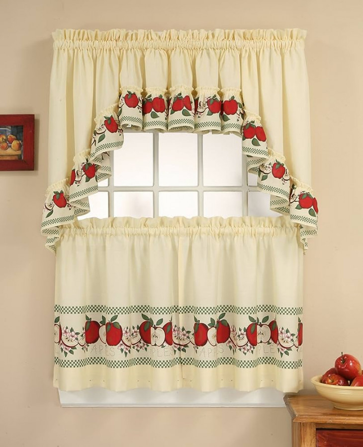 CHF & You Red Delicious Country Apples  Panel Window Curtain Set