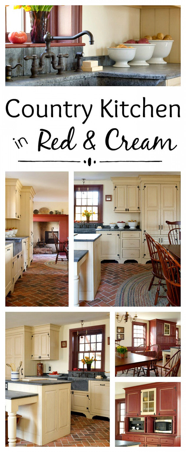 Country Kitchen in Red and Cream - Town & Country Living