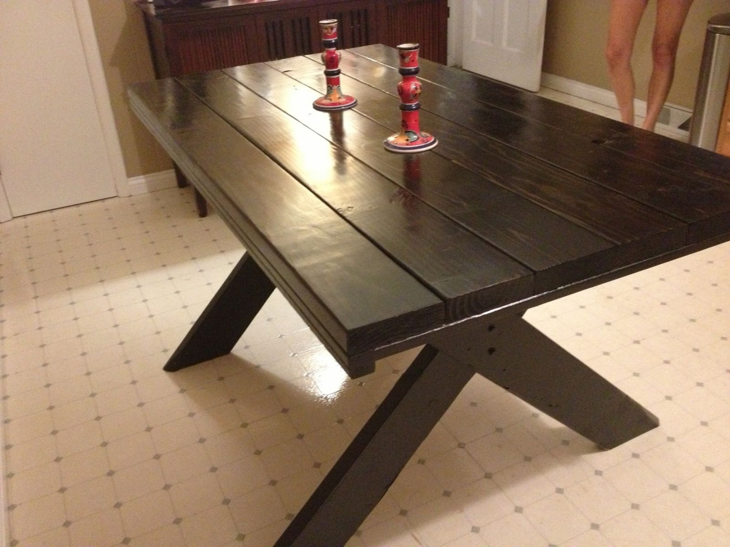 Custom  Tone Farm Table With Picnic Style Legs by Last Boss