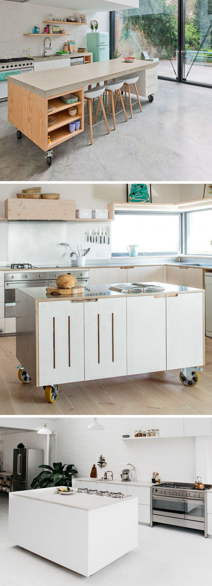 Examples Of Kitchens With Movable Islands That Make It Easy To