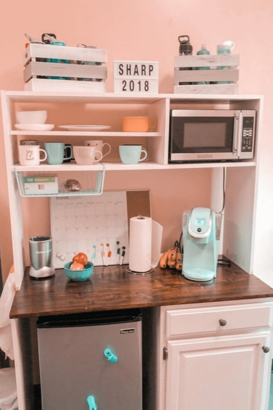 Genius Dorm Kitchen Ideas with Mini Fridge and Microwave  Dorm