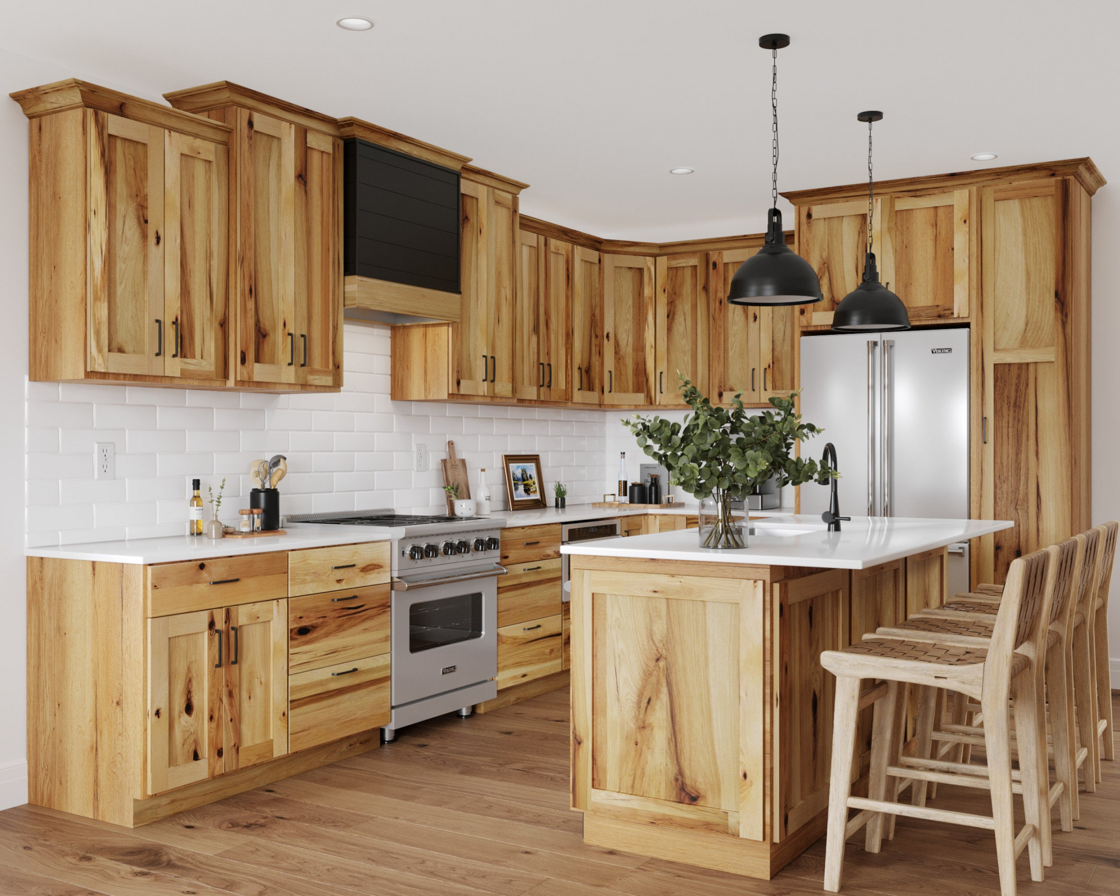 Hickory Shaker Kitchen Cabinets Knotty Rustic Modern - Etsy