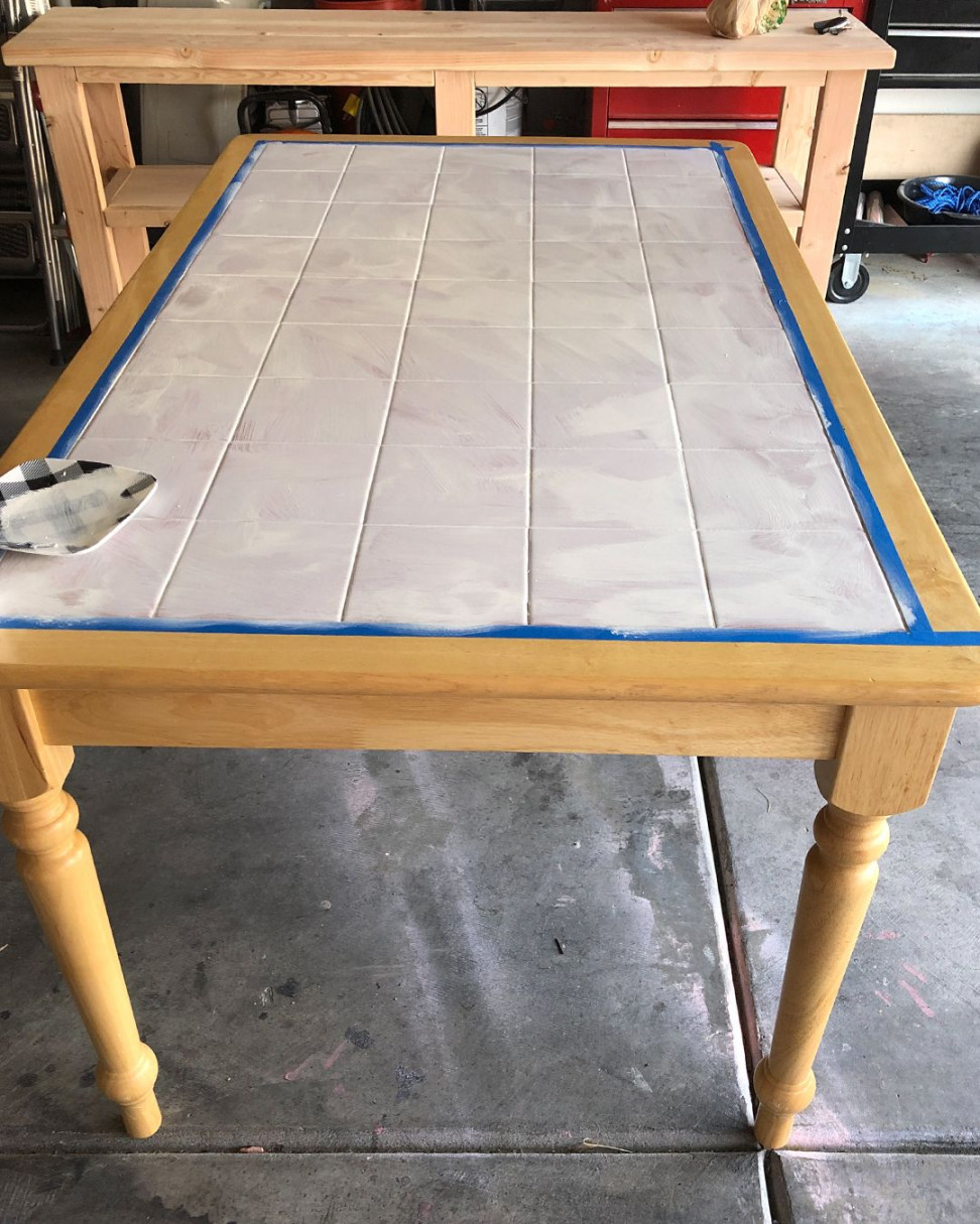 How to Paint a Dated Tile Table  Dining table makeover, Tile