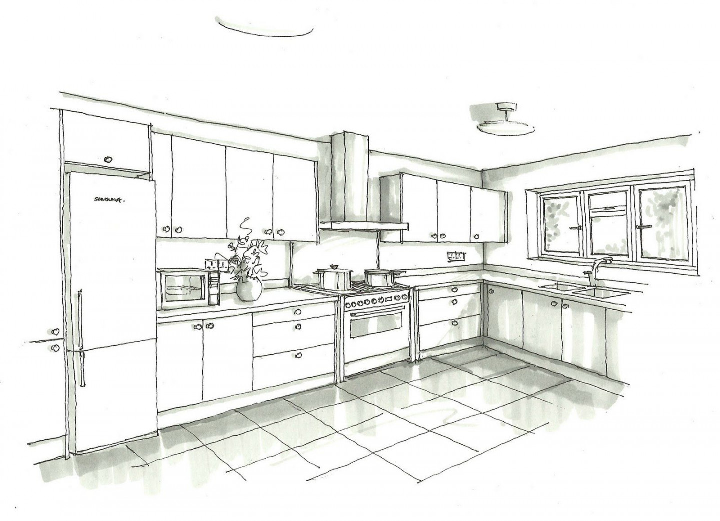 Images For > Kitchen Sketch Design  Medidas de cozinha, Decoração