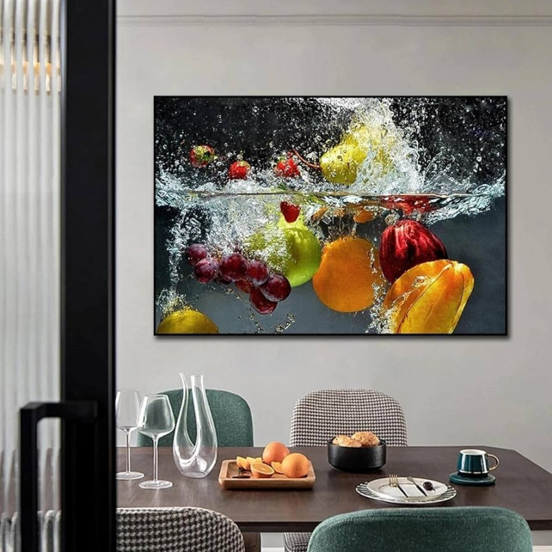 Kitchen Fruit Food Art Canvas Painting Apple Grape Poster Prints Wall Art  Pictures for Kitchen Modern Home Cuadros Decor  x  cm Frameless