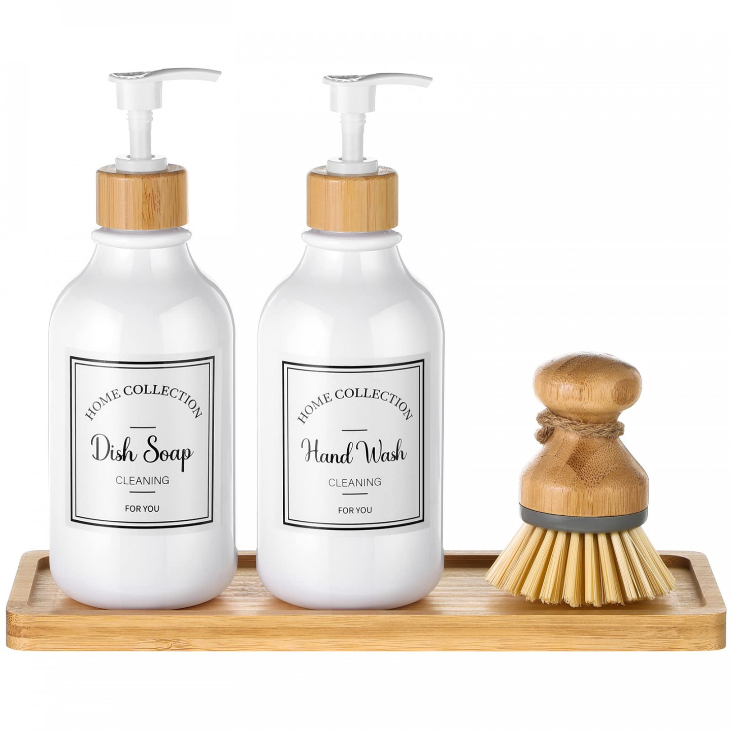 Piece Kitchen Soap Dispenser Set,  Oz with Bamboo Pump, Soap