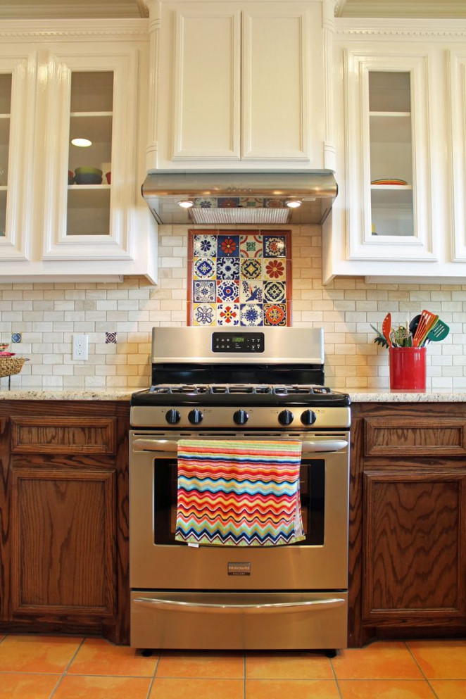 Spanish-style #kitchen design with saltillo #tile floors and