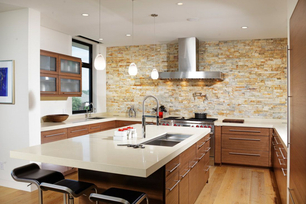 Stacked Stone Backsplashes for Kitchens