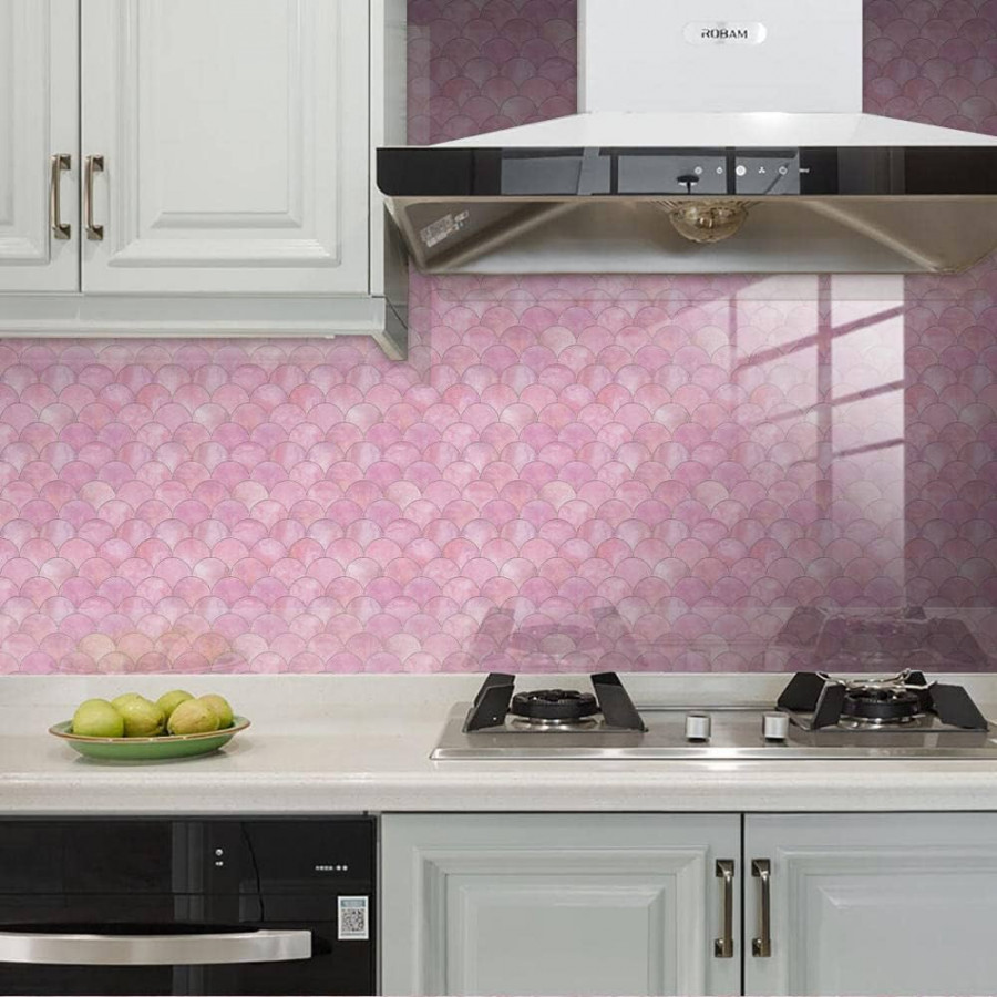 Tile Stickers Pink Shed Adhesive Tiles D Kitchen Back Wall Film Waterproof  Tile Film Vinyl Self-Adhesive Tiles Sticker Tiles for Bathroom Living Room