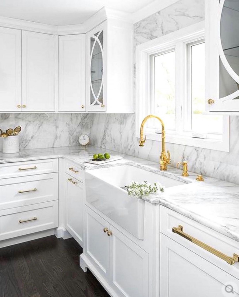 White and Gold Kitchen Design  Classic white kitchen, White