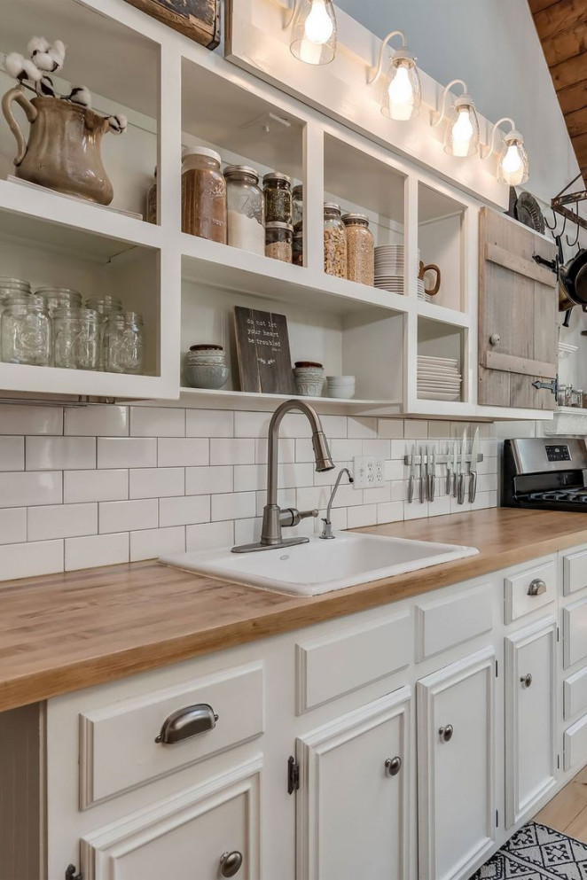 + White Cabinets With Butcher Block Countertops ( TIMELESS LOOK