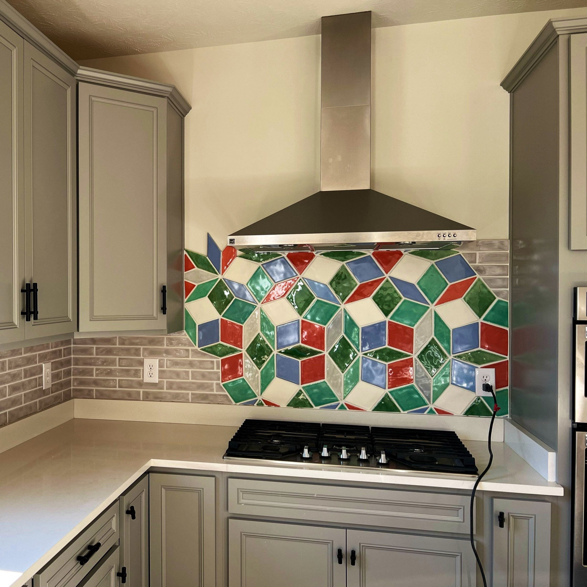 x Handmade Geometric Ceramic Tile Kitchen Backsplash  SQ - Etsy