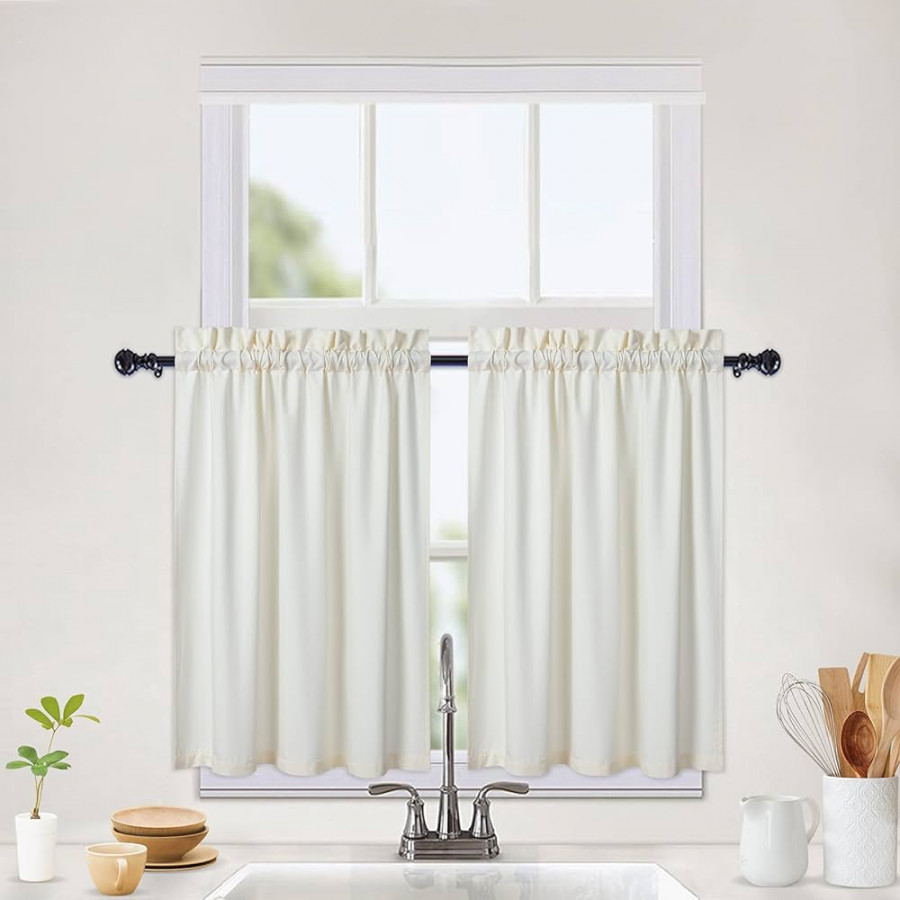 CAROMIO Water-repellent net curtains, modern half cafe, kitchen, net  curtains, embossed pattern structure, short curtain for small windows,  curtain,