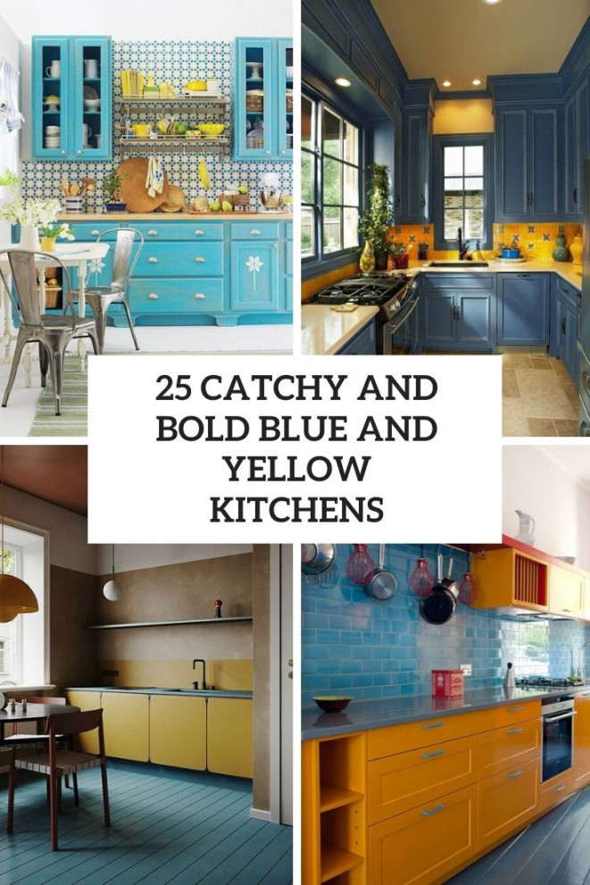 Catchy And Bold Blue And Yellow Kitchens - DigsDigs