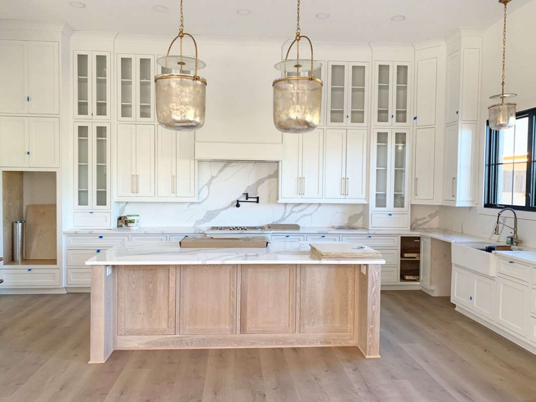 Custom cabinets with white oak island  Home kitchens, Lake house