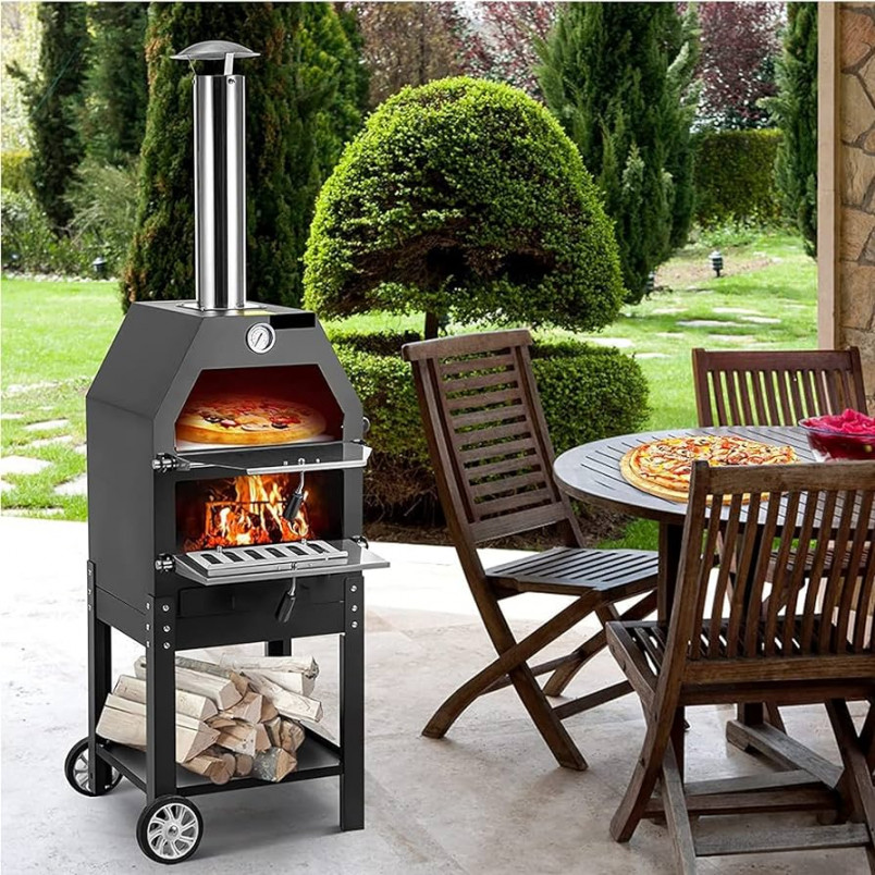 FKKFUCI Outdoor Pizza Oven, Wood Oven, Wood Oven, Outdoor Kitchen,   Levels, Charcoal Garden Stove, Kitchen Pizza Oven, Tent Oven, °C Garden