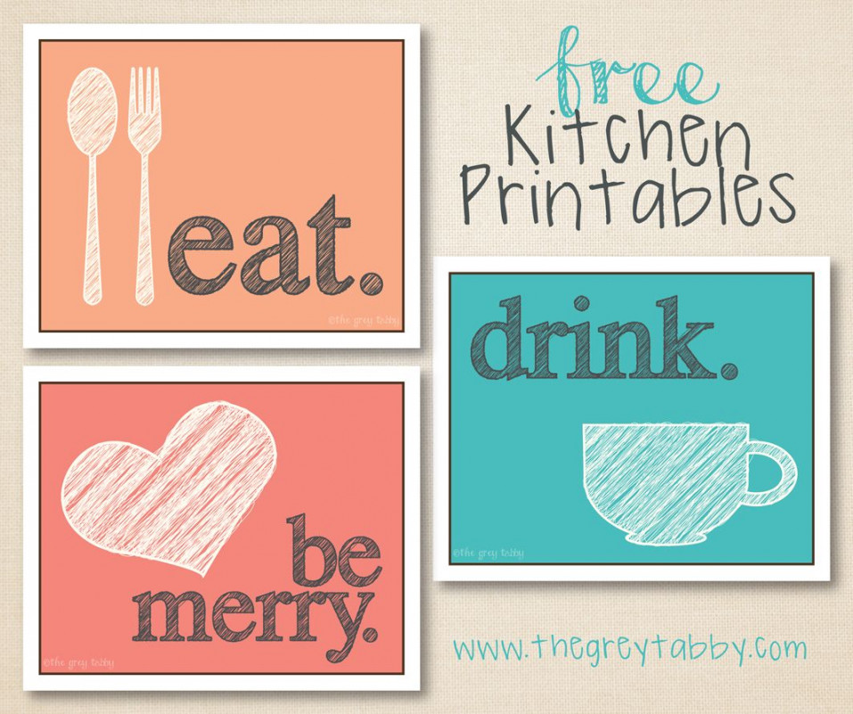 Free Kitchen Printables - Eat, Drink, and Be Merry  Kitchen