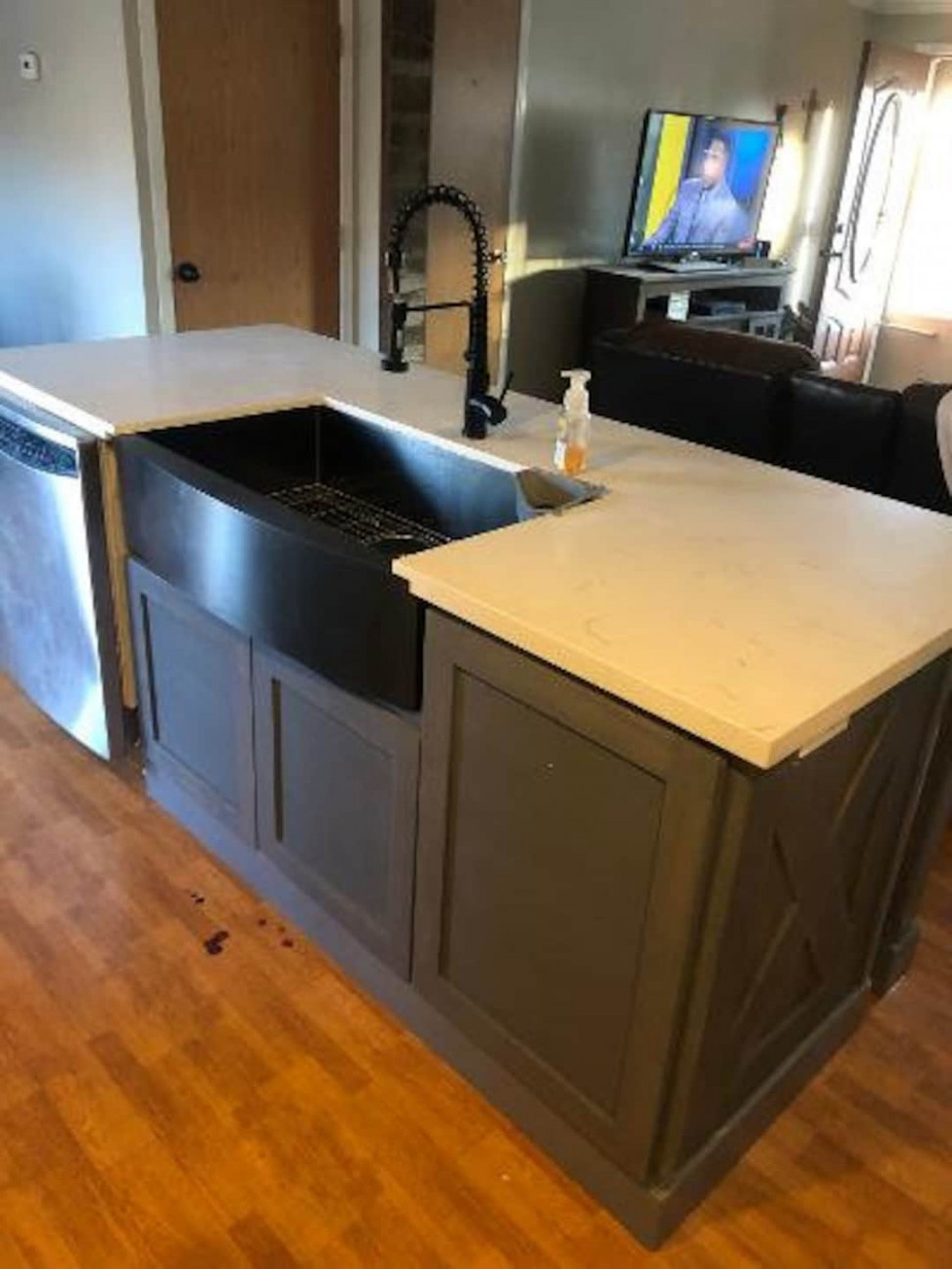 ft kitchen island with dishwasher/farm sink space and top - Etsy