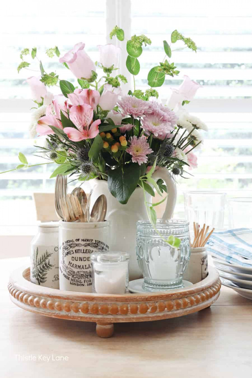 How To Turn A Tray Into A Kitchen Table Centerpiece - Thistle Key Lane