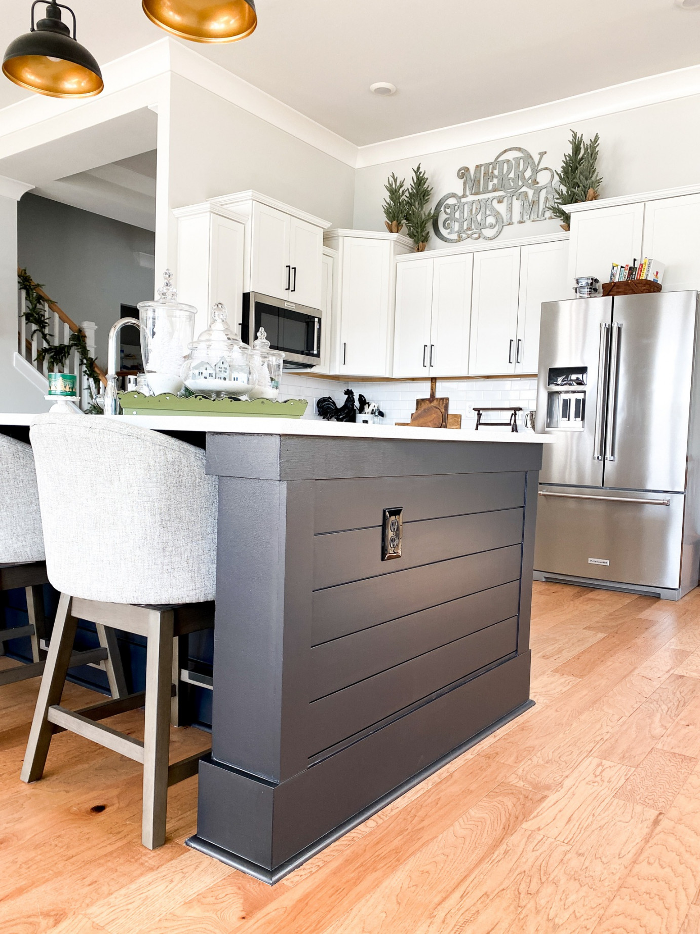 I am in LOVE with the color I picked for our shiplap kitchen island